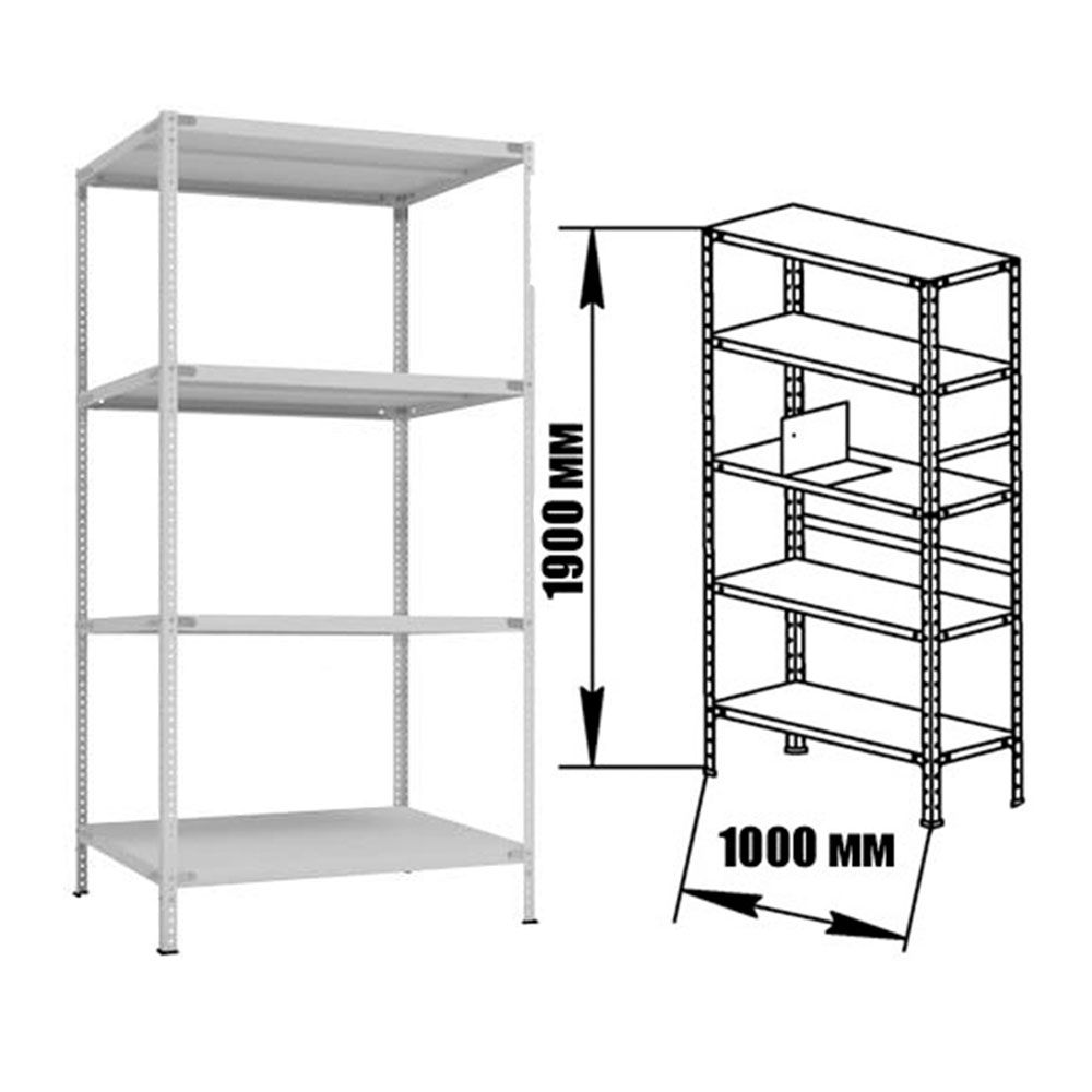 Стеллаж полочный СУ-4 (СТ-012) 1900х1000х500 мм 4 полки